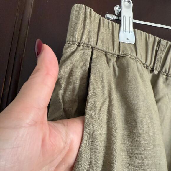 QUINCE | 100% Linen Relaxed Fit Tapered Ankle Pull on pants Tan Khaki | Large - Picture 5 of 7